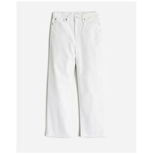 J Crew Slim Wide Leg Cut Hem White Denim Jeans US Women's 32 Plus